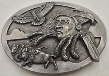 Belt Buckle American Indian "Chief Free Spirit" 1989 Made in the USA