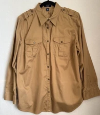 Chaps Shirt Top  Womens Size 2X Brown  Long Sleeve Button Up Pockets Casual