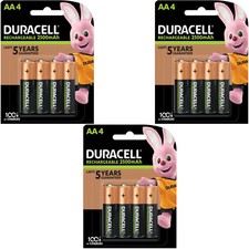 12 x AA DURACELL Rechargeable 2500 mAh NI-MH Batteries 2500mAh HIGH CAPACITY 2.79 per battery