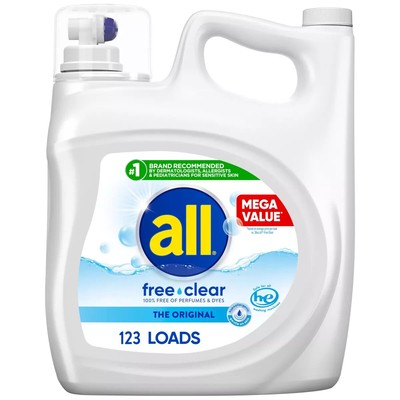 all Liquid Laundry Detergent, Free Clear for Sensitive Skin, 184.5 Ounce