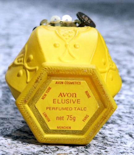 Avon Parfüm Flasche Flacon, Elusive perfumed talc Puder, vintage, mit Inhalt - Bild 2 von 3