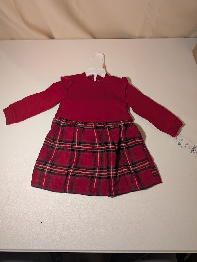 carters red plaid dress Toddler Girl Plaid Cotton Sleeveless Occasion Dress - Red