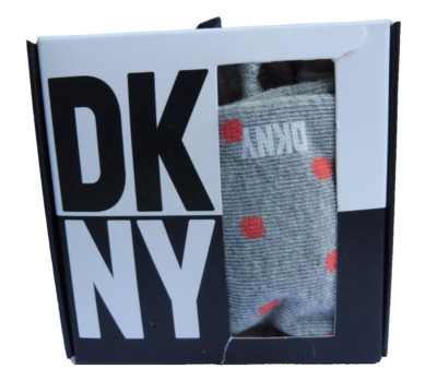 DKNY 1 Paar Damen Socken im Geschenkset Größe 37-40 - GRAU MIT ROTEN PUNKTEN