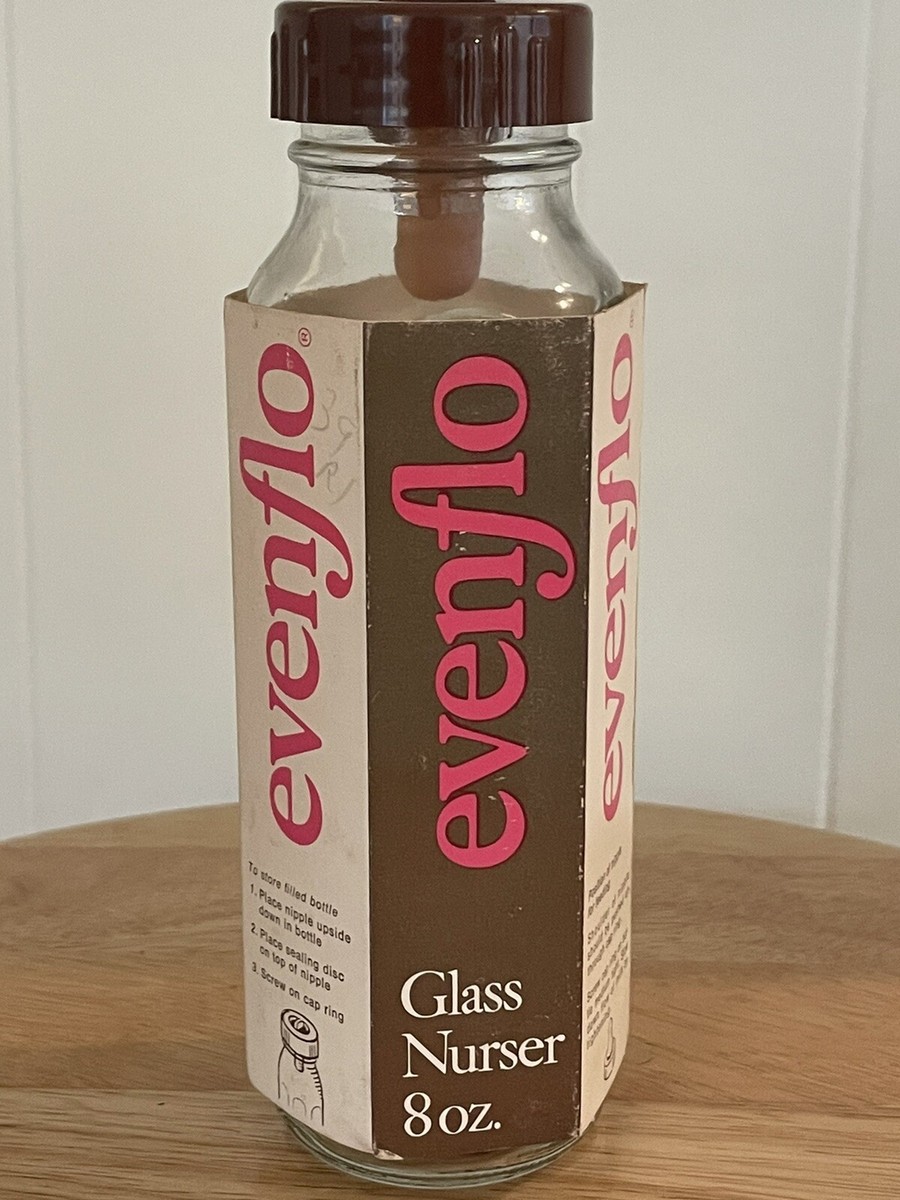 Evenflo Glass Baby Bottle With Label Vtg 1972 Nursing Unit Baby