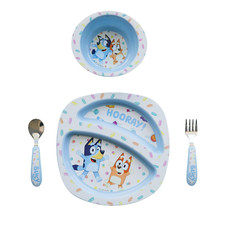 The First Years Bluey 4-Piece Place Setting - BPA Free Dishwasher Safe Toddler D