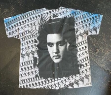 Vintage 1991 Elvis Presley Black & White XL AOP Band Shirt King of Rock N' Roll 