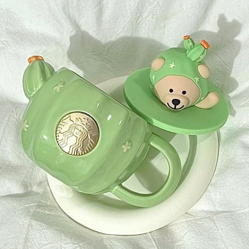 China Starbucks 2024 Summer Succulent Cute Bear Green Cactus 12oz Ceramic Mug - 第 2/2 張圖片