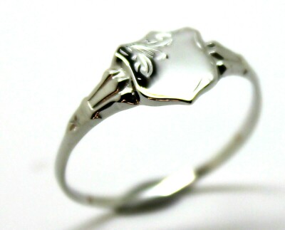 Size K,Kaedesigns Genuine New Childs Solid 9Ct 9Kt White Gold Shield Signet Ring