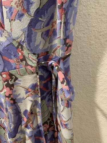 NWOT Sundance Petite P4 Silk Wrap Dress Floral Voilet Print Snap Button String - Picture 11 of 12