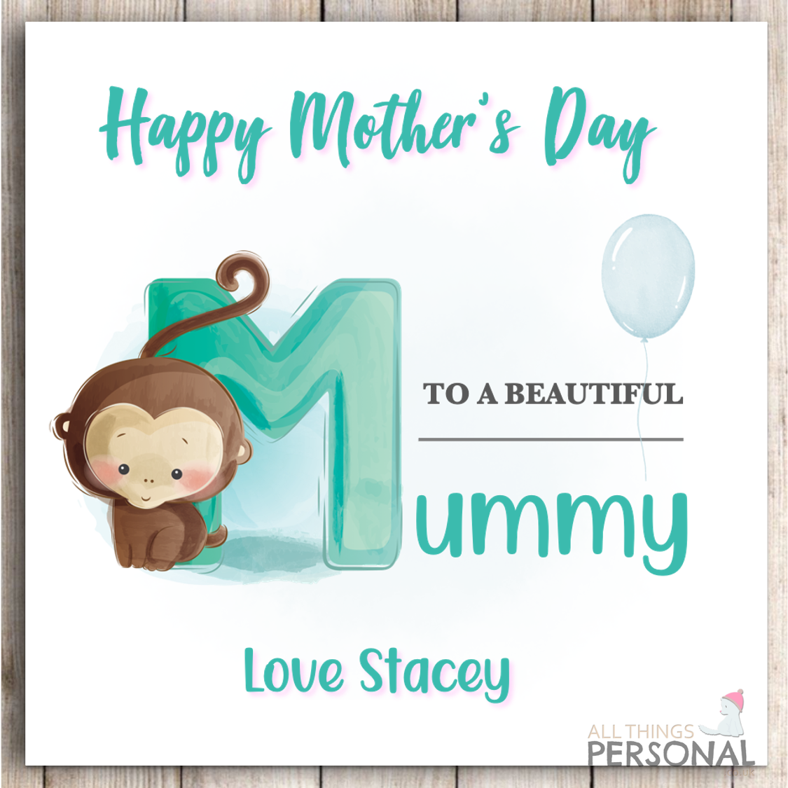 Cute Mothers Day Card Personalised for Mummy Mother's Day from Son Daughter Mum