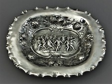 Gr&uuml;nderzeit Obstschale Silber 800er Berlin Schale Putten Engel Obst Dekor (121)