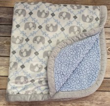 Blankets  Beyond Elephant Baby Blue Sherpa Gray White Security Lovey
