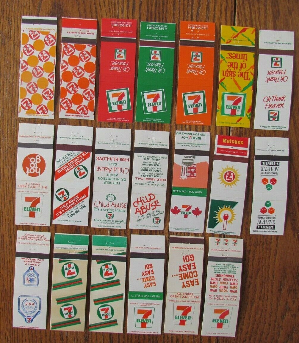 SEVEN ELEVEN CONVENIENCE STORES MATCHBOOK COVERS USA & CANADA