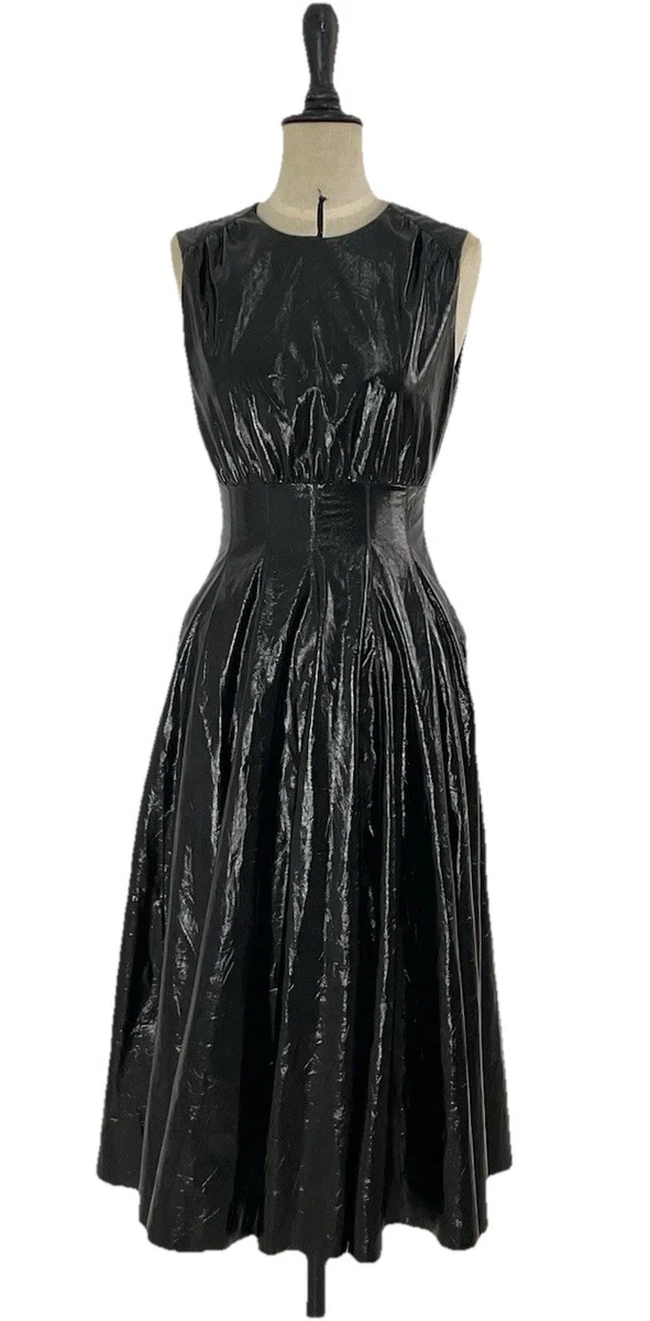knee length dresses for ladies MSGM Abito Croc Faux Leather Tie Sash White Dress – The Closet New York