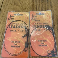 2 Packs Coated Wire Leaders 12” 30 Pound Test Jeros Tackle Hooked On Mustad NOS