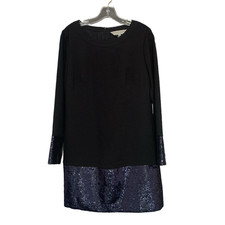 NWT Trina Turk Sonja Dress Women's Size 6 Black Shift Sequin Hem Cuffs MSRP $257