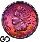 1890 Indian Head Cent Penny, Eye-Popping Color, Gorgeous Gem BU++