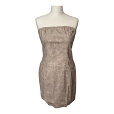PLT Beige Dress Stone Bandeau Faux Leather Dress Size 10