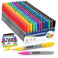 Permanent Markers Bulk, 288 Pack Permanent Marker Set, 12 Assorted Colors,