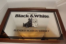 Vintage 1976  Black And White Scotch Whiskey scottie dog bar mirror