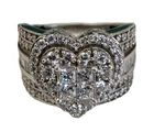 Sterling Silver Ring Size 7 Heart Multi Clear Gemstone 925 Vintage