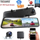 TOGUARD 12" WiFi Mirror 4K Dual Dash Cam Front Rear GPS Car DVR Camera Recorder