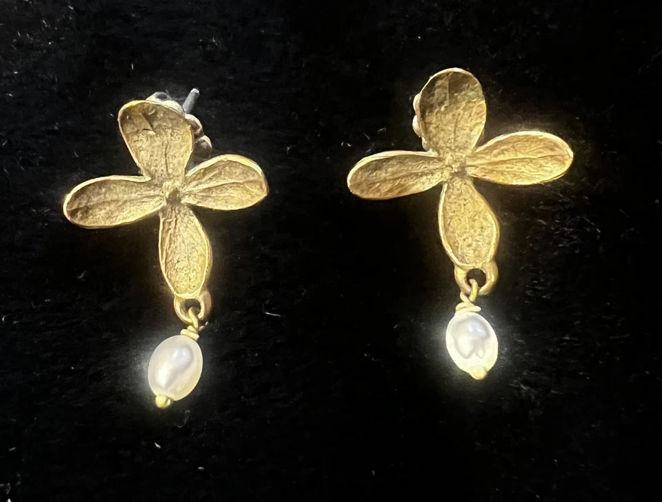 Michael Michaud Bronze PUSSY WILLOW Freshwater Pearl Twig Necklace Earrings - Image 3 of 4