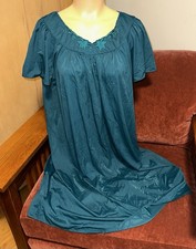 Miss Elaine Classics Drk Green Nylon Tricot Short Sleeve Knee-Length Nightgown L