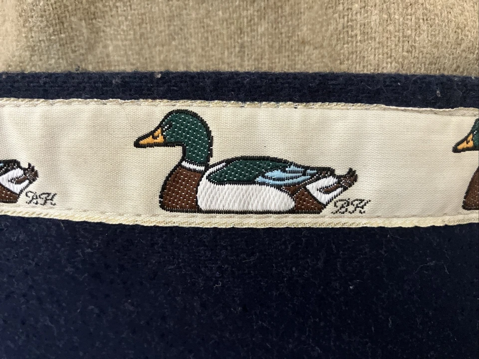 Bolso Bermuda Casa Banner Años 80 De Colección Cartera Mango de Madera Pato Mallardo Lana Preppy Foto 2 de 4