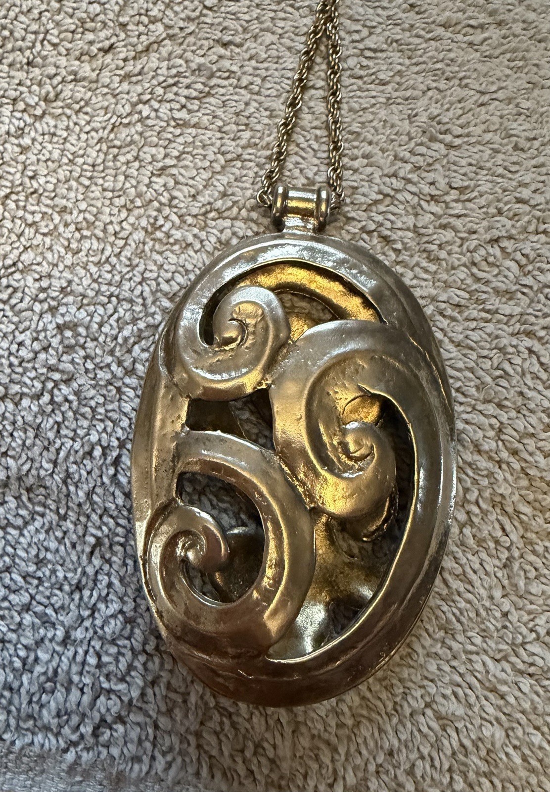 LARGE STATEMENT PENDANT OPENWORK SCROLL / SWIRL D… - image 4