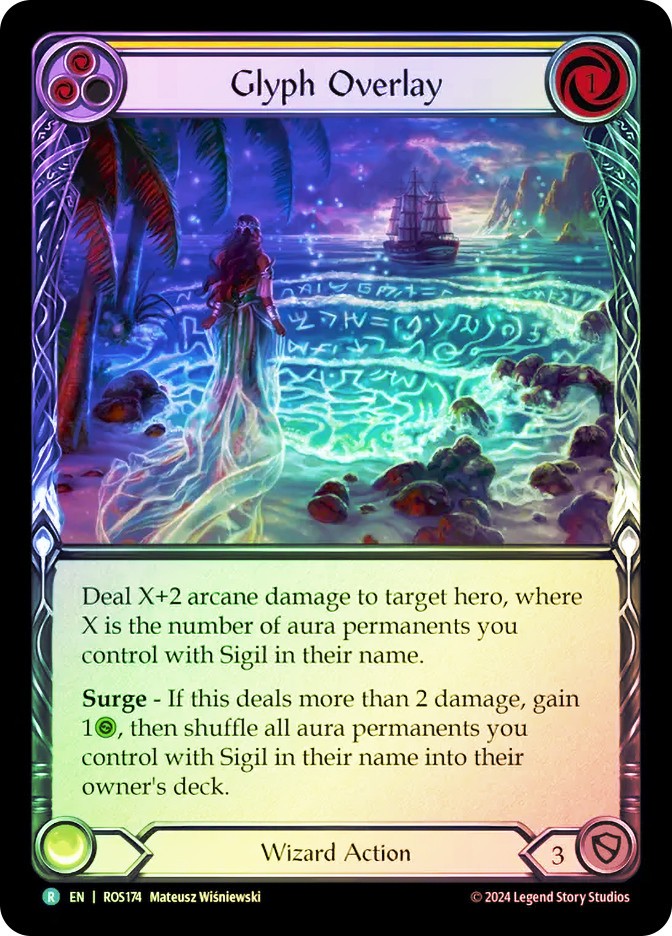 FAB  RAINBOW FOIL  Glyph Overlay (Yellow)  - Rosetta Card # 174