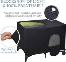 Crib Blackout Cover for Pack and Play Breathable Tent Travel Portable Stretchy