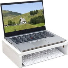 TEAMIX SINGLE LAYER PC/LAPTOP MONITOR STAND WOOD White 14" X 9.5" DS400