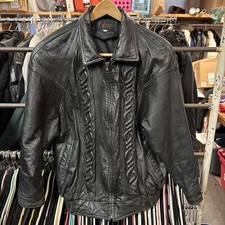 Compass Woman’s Black Leather Jacket, Size Medium