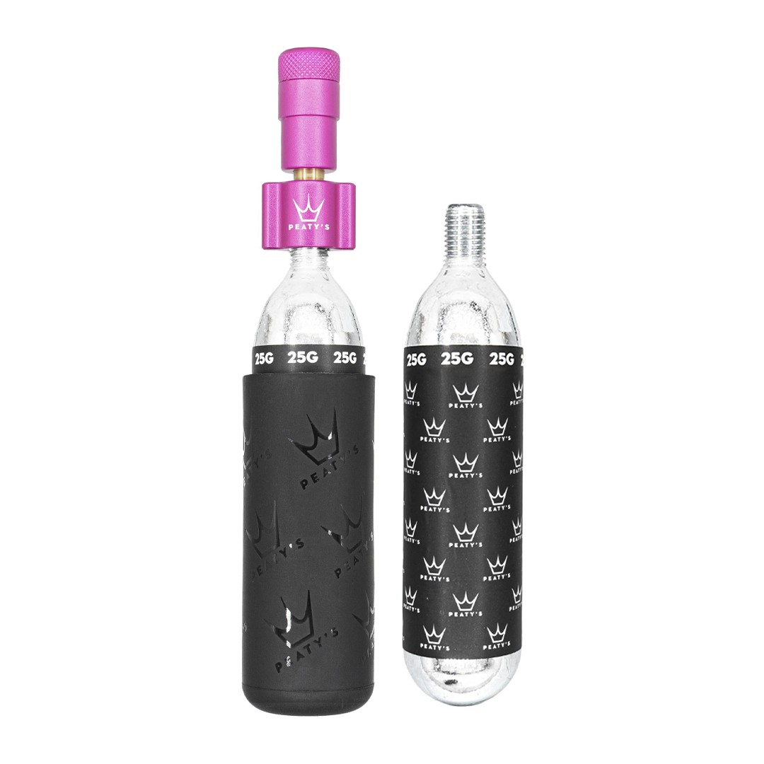 kit erogatore e bomboletta co2 tyre inflator holeshot mtb 25g rosa Peatys bombol
