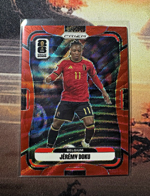 Panini 2026 Prizm FIFA World Cup Jeremy Doku Belgium #152 Red Wave /39