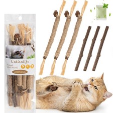 Caticalife 6Pcs Silvervine Sticks for Cats with Catnip Small, Cat Chew Toy