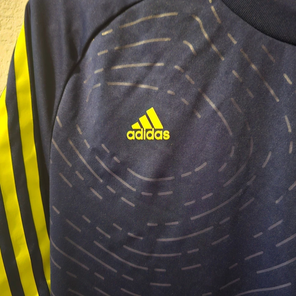 Adidas F50 ClimaLite Camiseta de Entrenamiento para Hombres Mediana Fútbol Fútbol Azul Marino Amarillo Foto 3 de 4