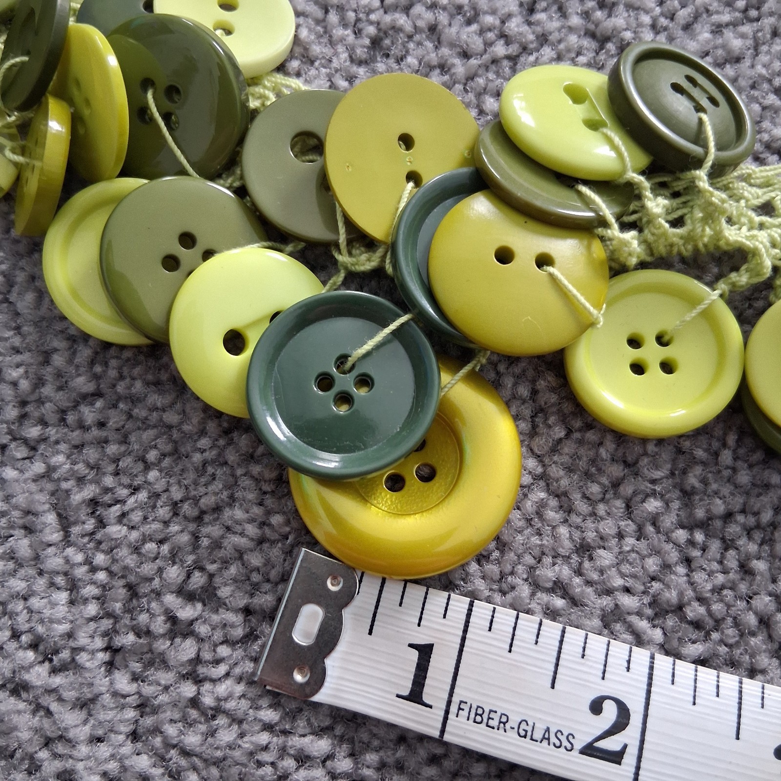 Handmade Crocheted Button Statement Necklace - Gr… - image 8