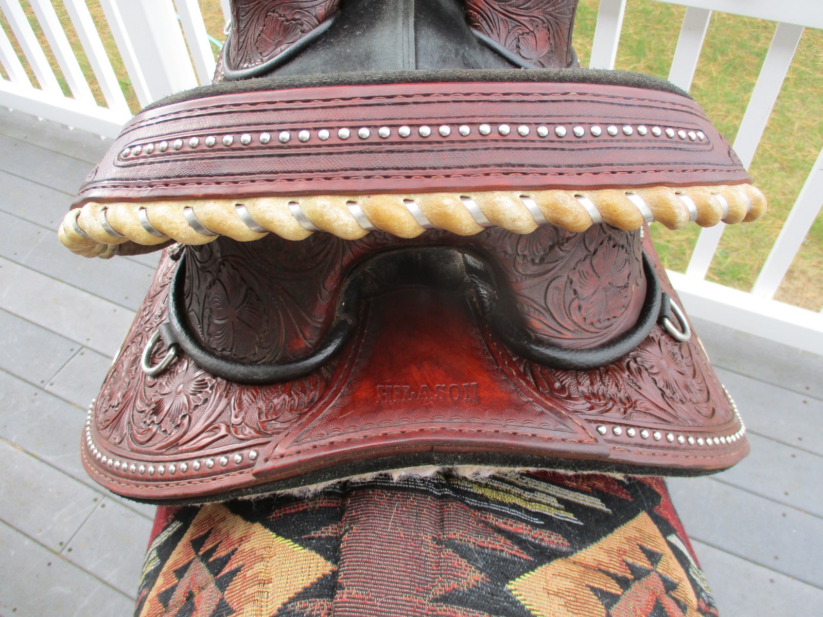 15'' HILASON Western Treeless Barrel/Trail  Leather Saddle | USA  6-8'' GULLET