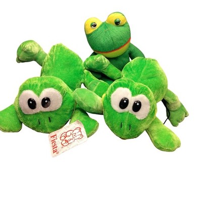 Fiesta Kellytoy Beanpals Kuddle Me Toys Frog Plush lot Green Stuffed Animal 3pc