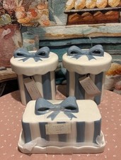 Tk Maxx Bow,2 Blue /white Storage Jars & Matching Butter Dish,With Bows, 3 Items