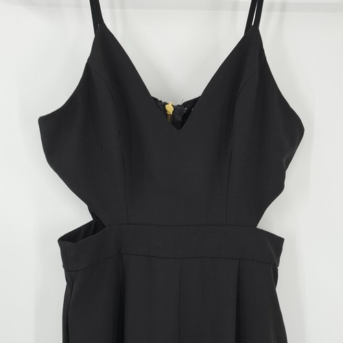 Gianni Bini GB Jumpsuit Gr. XS schwarz seitliche Cut Outs gold Reißverschlusstaschen - Bild 4 von 8
