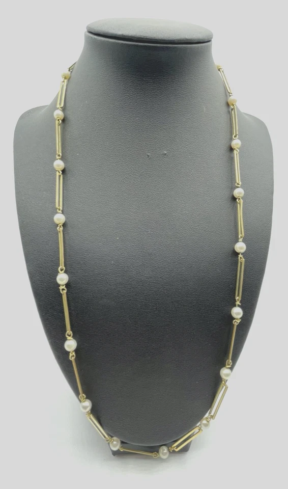 K&L Amerikaner Gold Double Kette mit 18 echten Akoya Perlen Klassiker L 61,5 cm