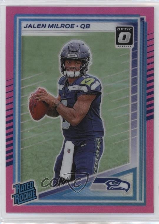2025 Panini Donruss Rated Rookie Optic Preview Pink Prizm Jalen Milroe #307 0xu5