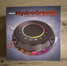 ION HydroGroove Floating Party Speaker Waterproof Bluetooth Lights Black AUX