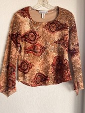 Vintage Dressbarn Blouse WOMENS Multicolored Long Sleeve Size M Made In USA