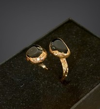 Onyx Schwarz Stein Edelsteinring aus Kupfer und Edelstahl,Heilsteine Boho