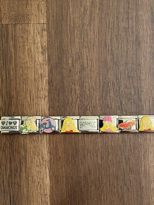 16 Charm Barbie / Corvette/ Pink Cadillac Kids Size Italian Charm Bracelet New