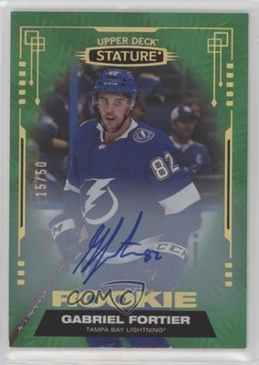 2021 Upper Deck Stature Rookies Green 15/50 Gabriel Fortier Rookie Auto RC 1c3s